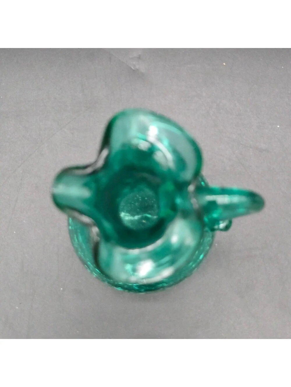 Vintage MCM Green Crackle Glass Miniature Cruet Pitcher Original Ball Stopper